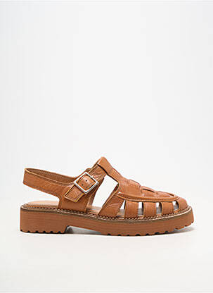 Sandale/pantofi decupați material neted toc de 4 la 6 cm maro EMILIE KARSTON femeie