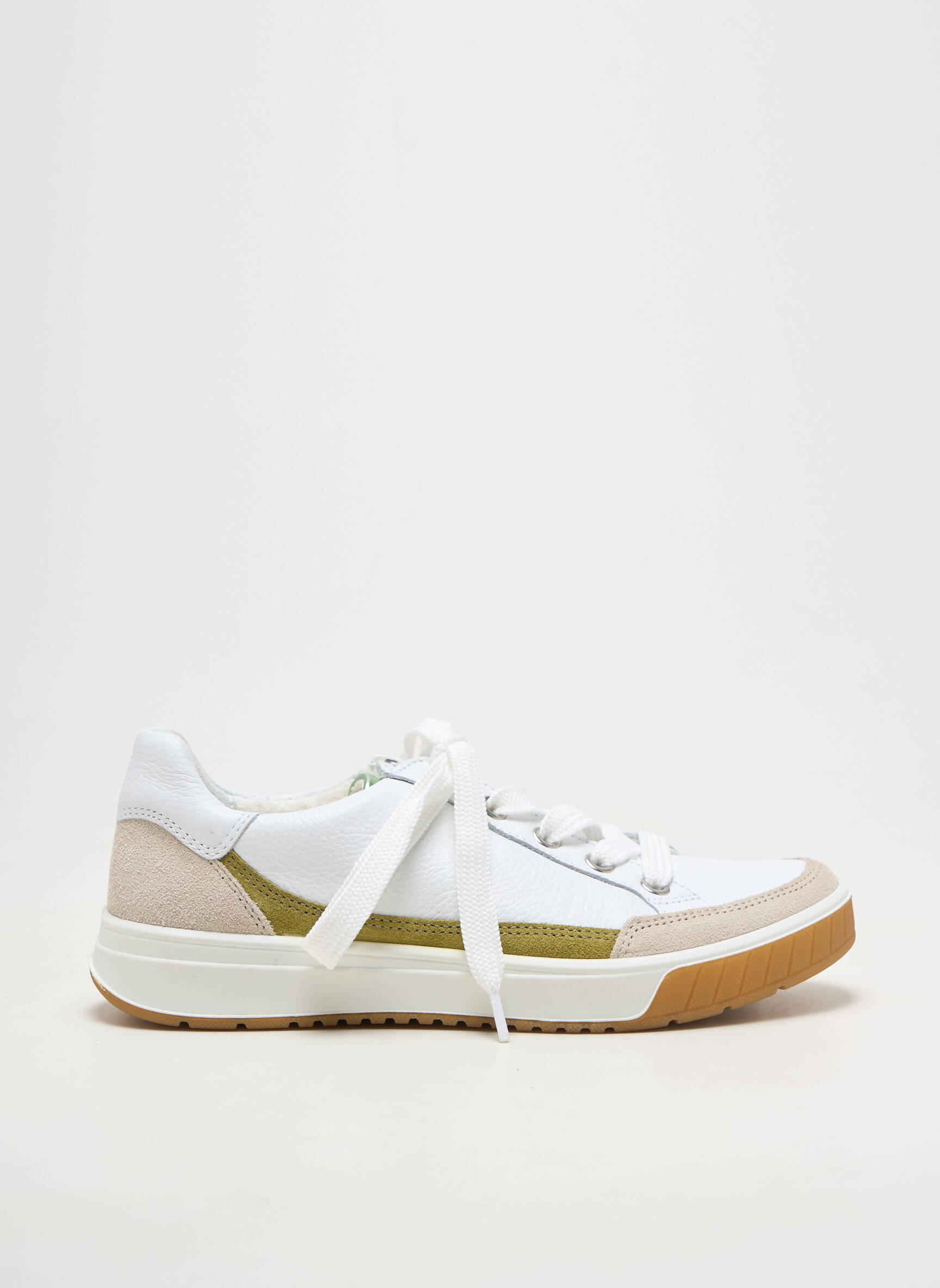 Adidași material neted toc plat până la 3 cm alb ARA femeie