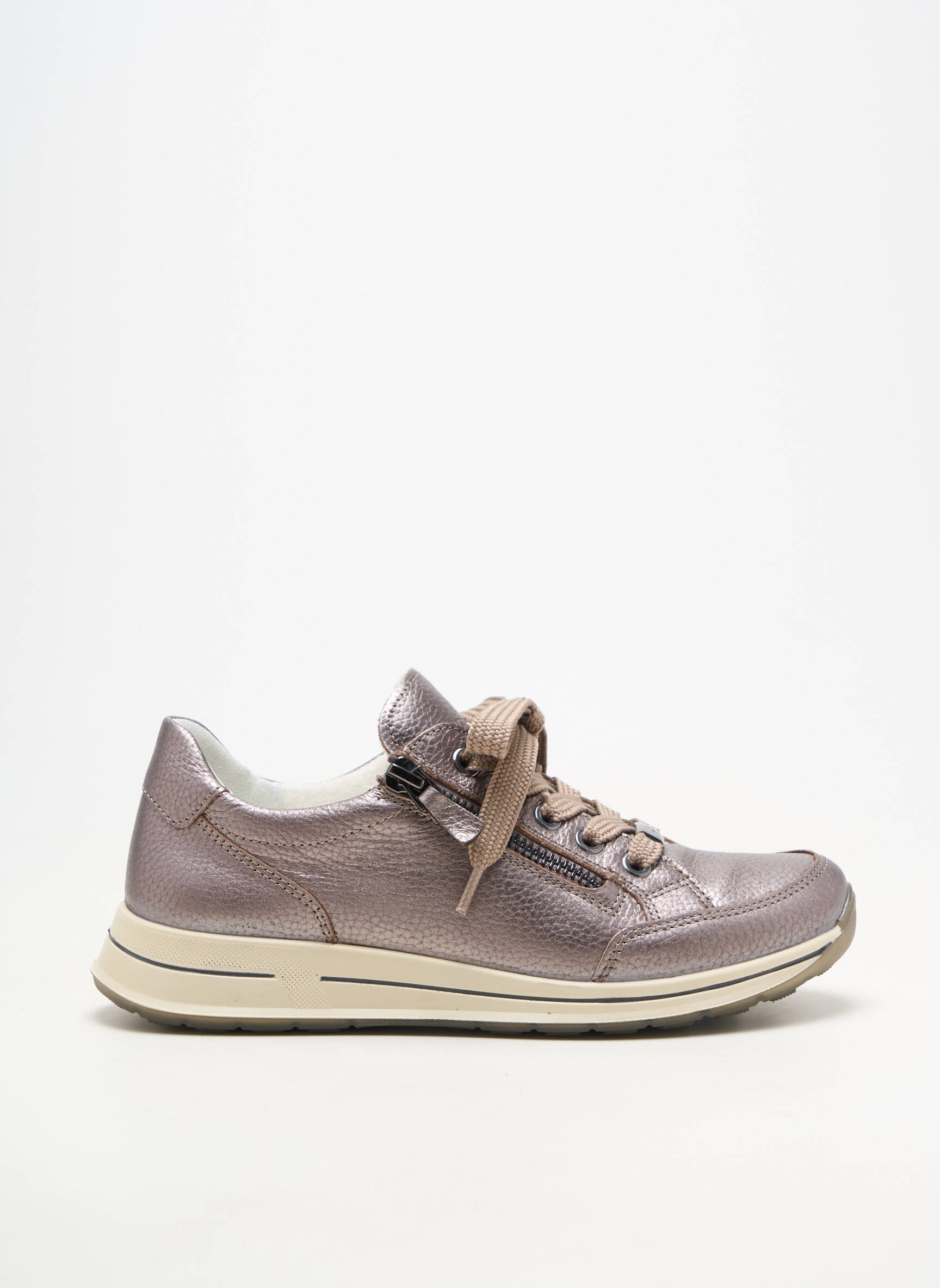 Adidași material neted toc plat până la 3 cm maro ARA femeie