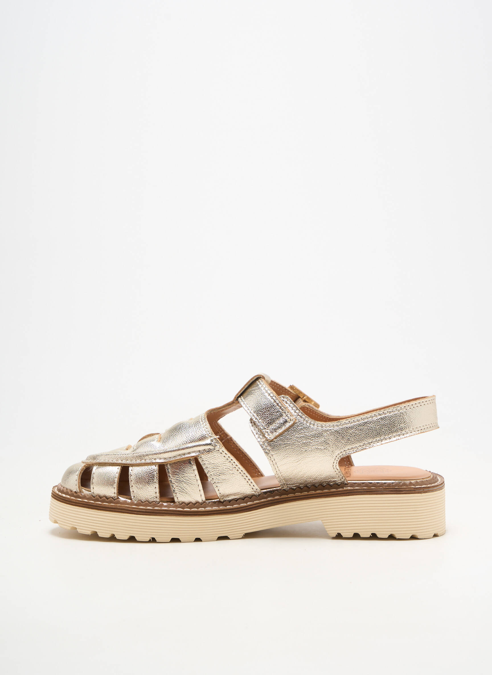 Sandale/pantofi decupați material neted toc plat până la 3 cm auriu EMILIE KARSTON femeie