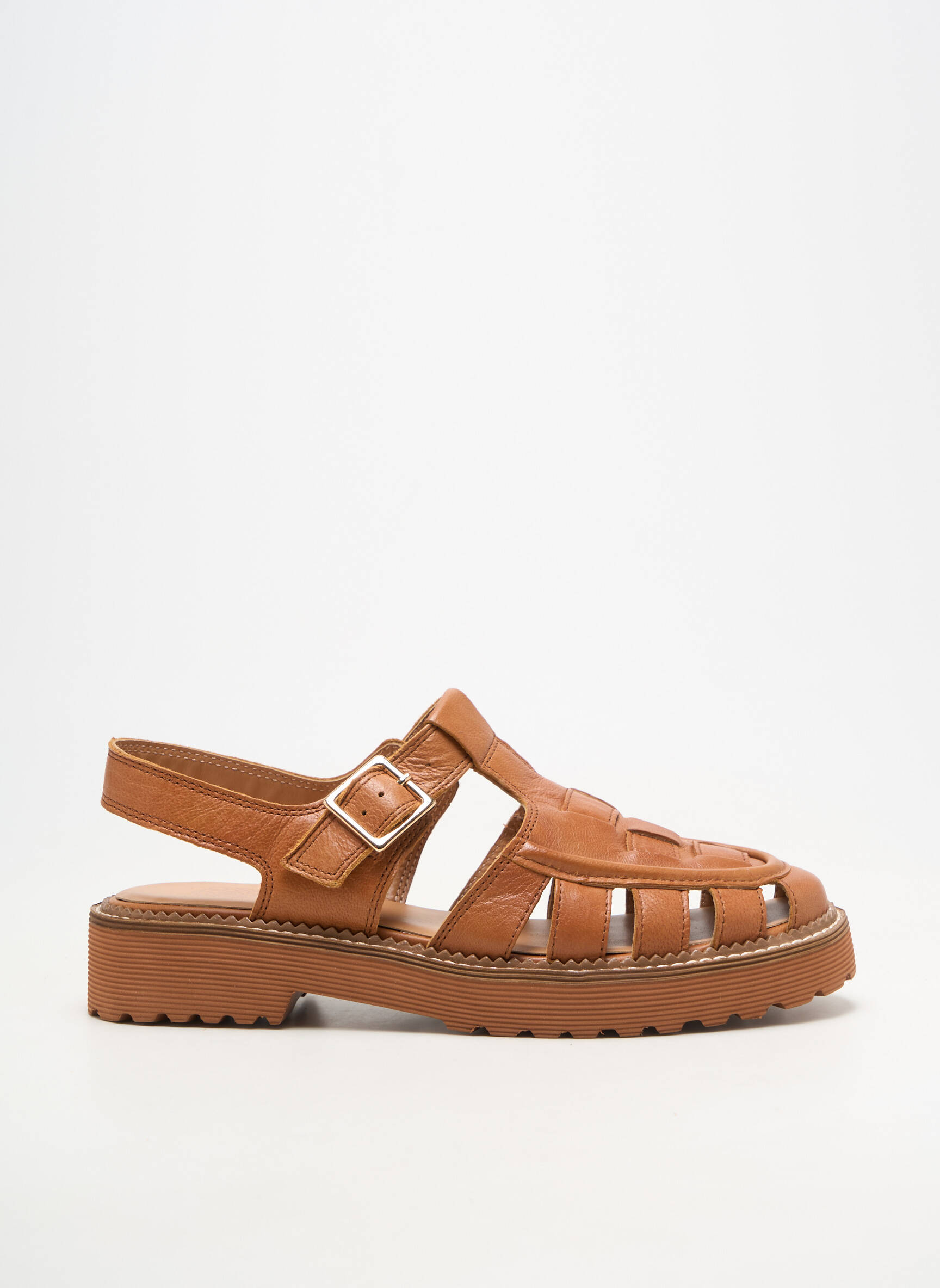 Sandale/pantofi decupați material neted toc de 4 la 6 cm maro EMILIE KARSTON femeie