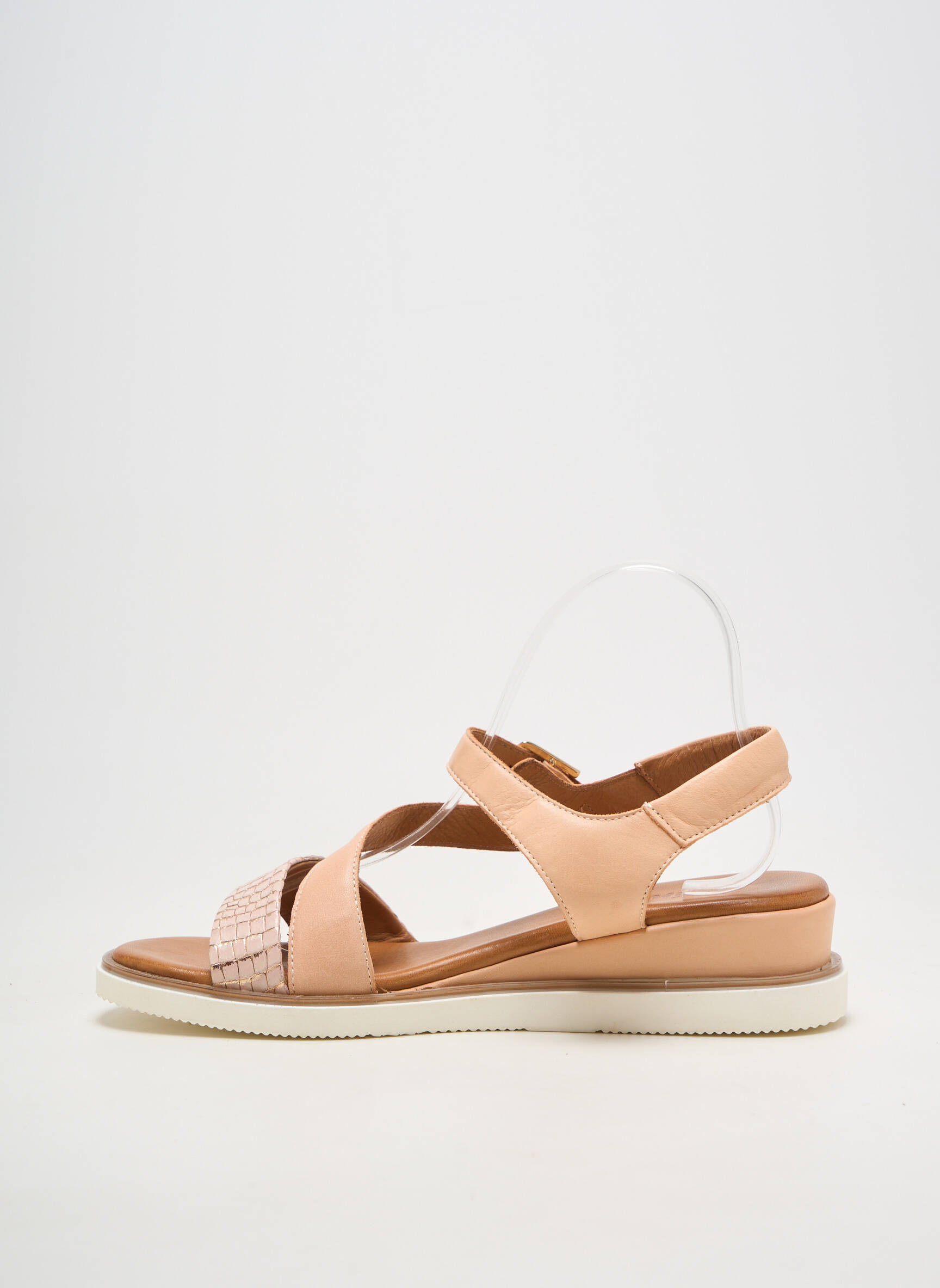 Sandale/pantofi decupați material neted toc de 4 la 6 cm roz ALENOA femeie