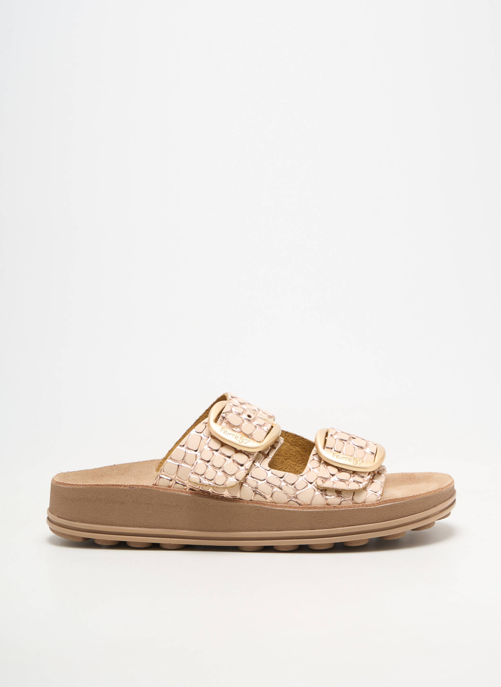 Mulete/saboți vârf deschis toc plat până la 3 cm bej FANTASY SANDALS femeie