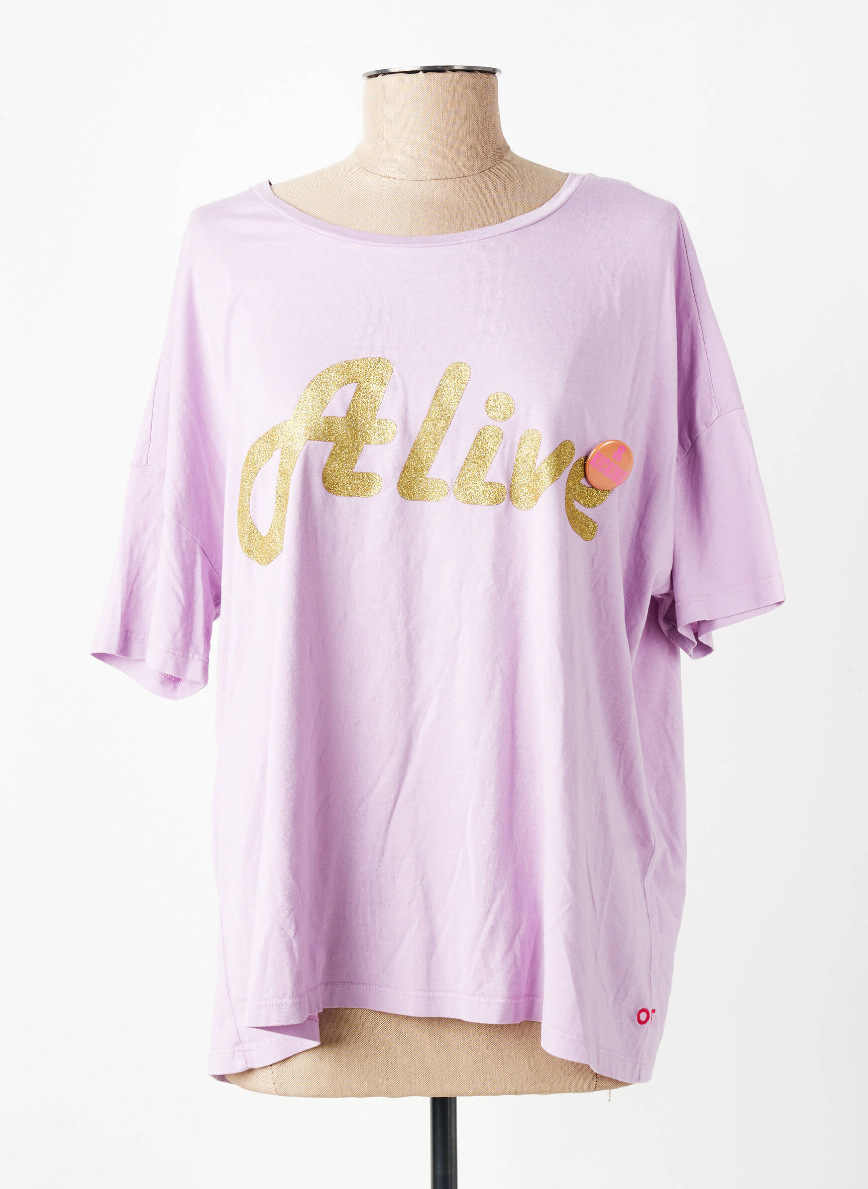 Tricou serigrafie mâneci scurte violet ONE TEE femeie