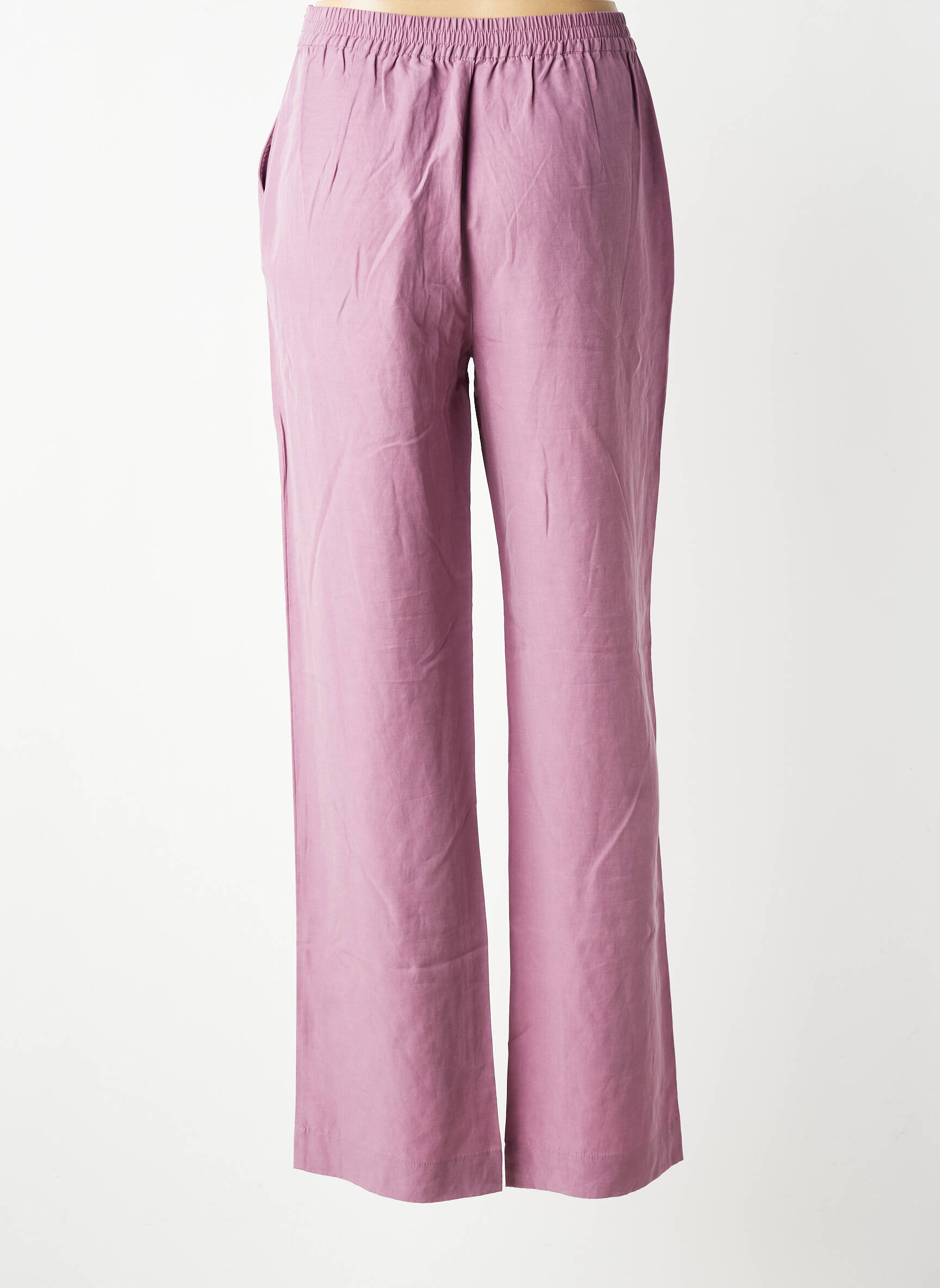 Pantalon drept țesătură poplin mărime normală violet MKT STUDIO femeie