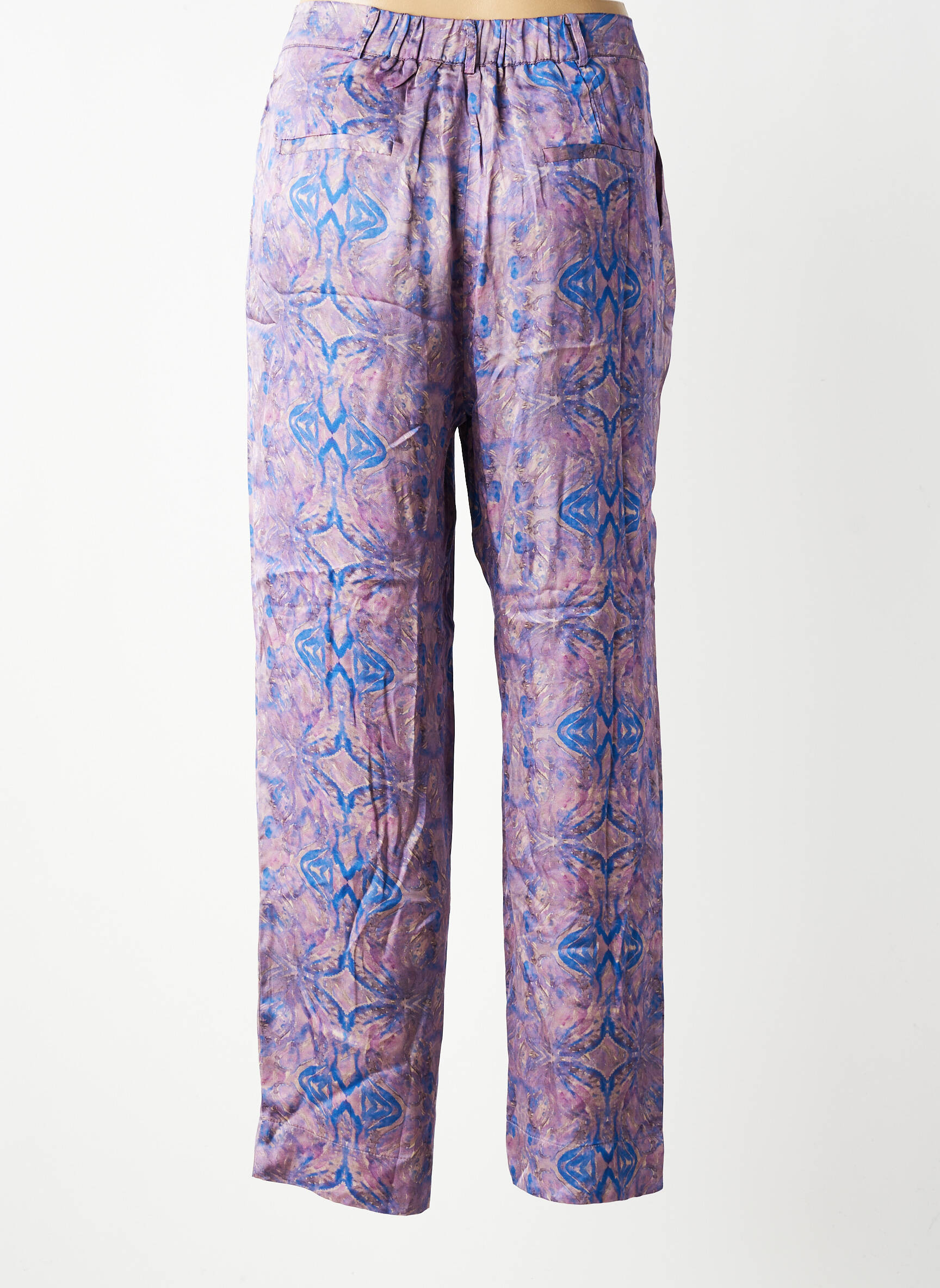 Pantalon drept talie cu cleme talie înaltă violet SEE U SOON femeie