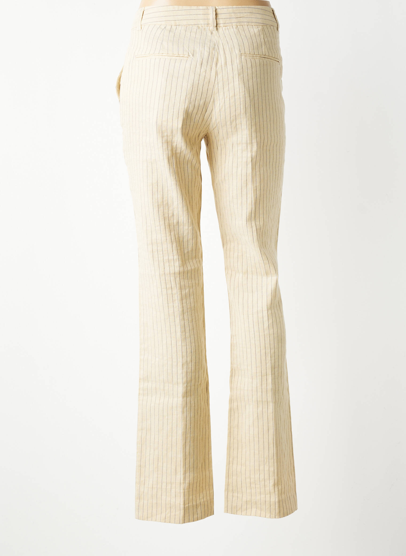 Pantalon evazat închidere cu fermoar sub clapetă cu cârlig talie înaltă bej MKT STUDIO femeie