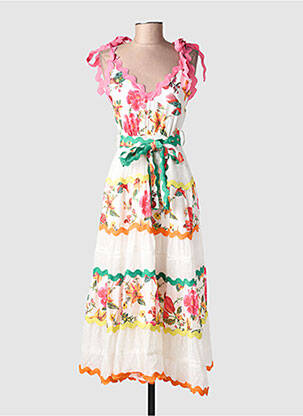 Rochie lungă imprimeu floral fără mâneci alb LILY ROSE femeie