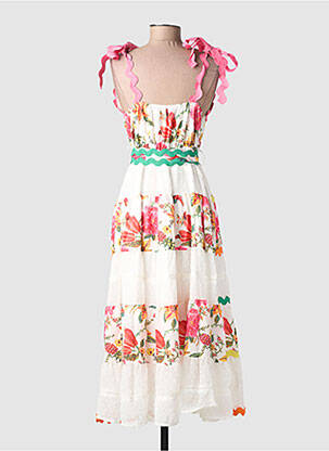 Rochie lungă imprimeu floral fără mâneci alb LILY ROSE femeie