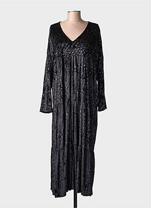 Rochie lungă mâneci lungi mâneci lungi negru PIMENT ROUGE femeie
