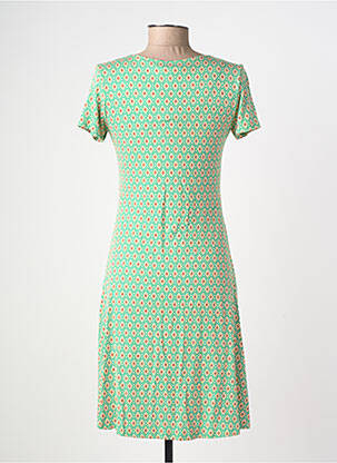 Rochie midi imprimeu fantezie mâneci scurte verde LINGAM femeie