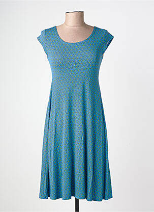 Rochie midi imprimeu fantezie mâneci scurte albastru LINGAM femeie
