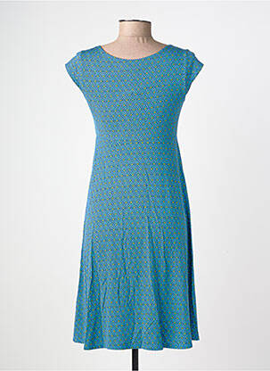 Rochie midi imprimeu fantezie mâneci scurte albastru LINGAM femeie