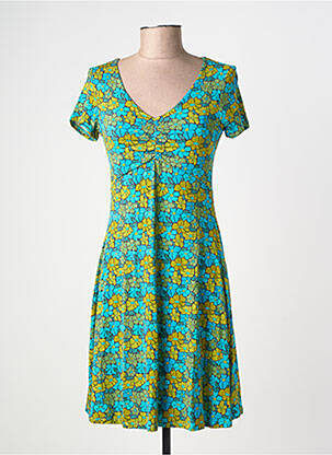 Rochie midi imprimeu fantezie mâneci scurte verde LINGAM femeie