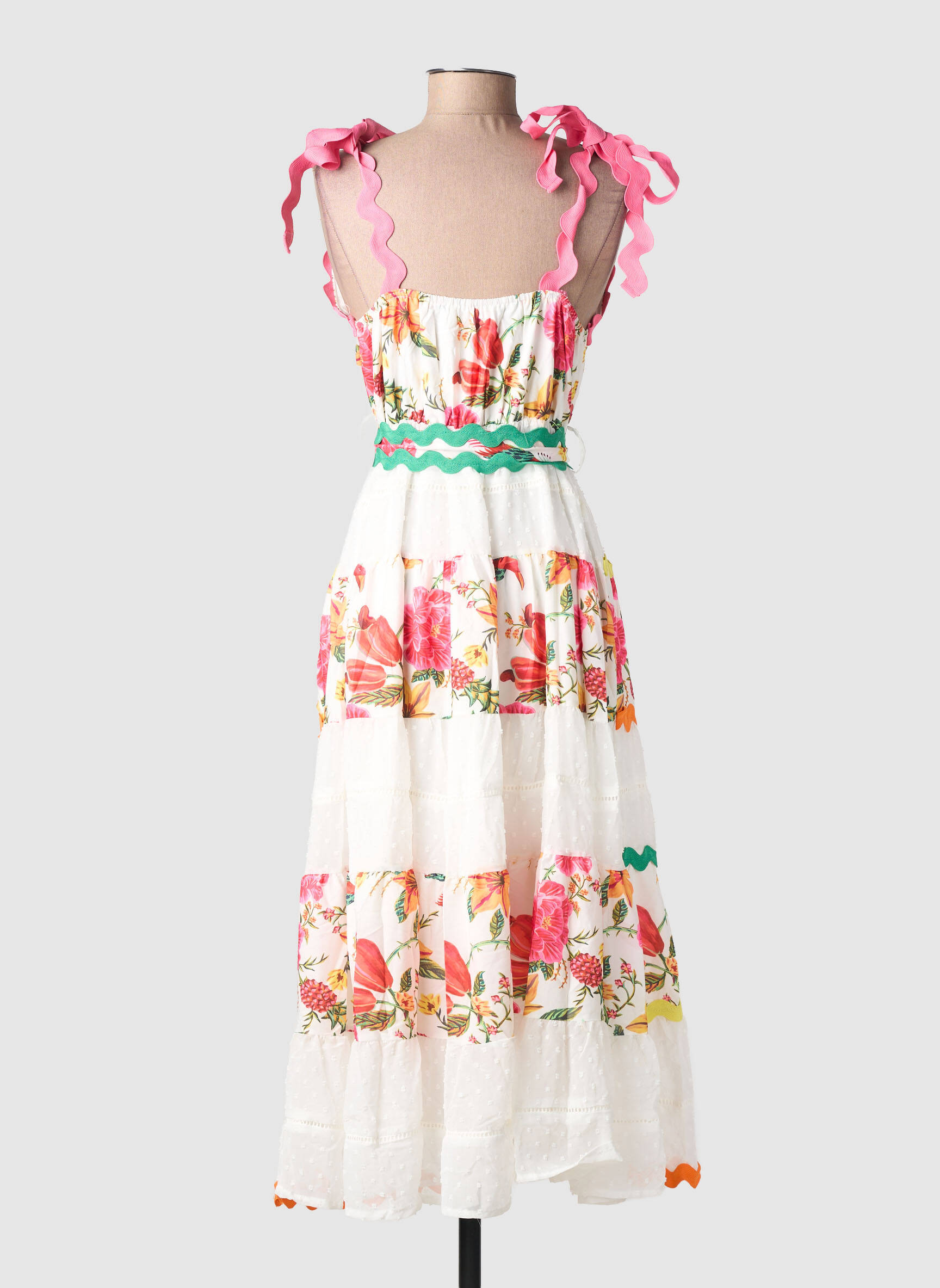 Rochie lungă imprimeu floral fără mâneci alb LILY ROSE femeie