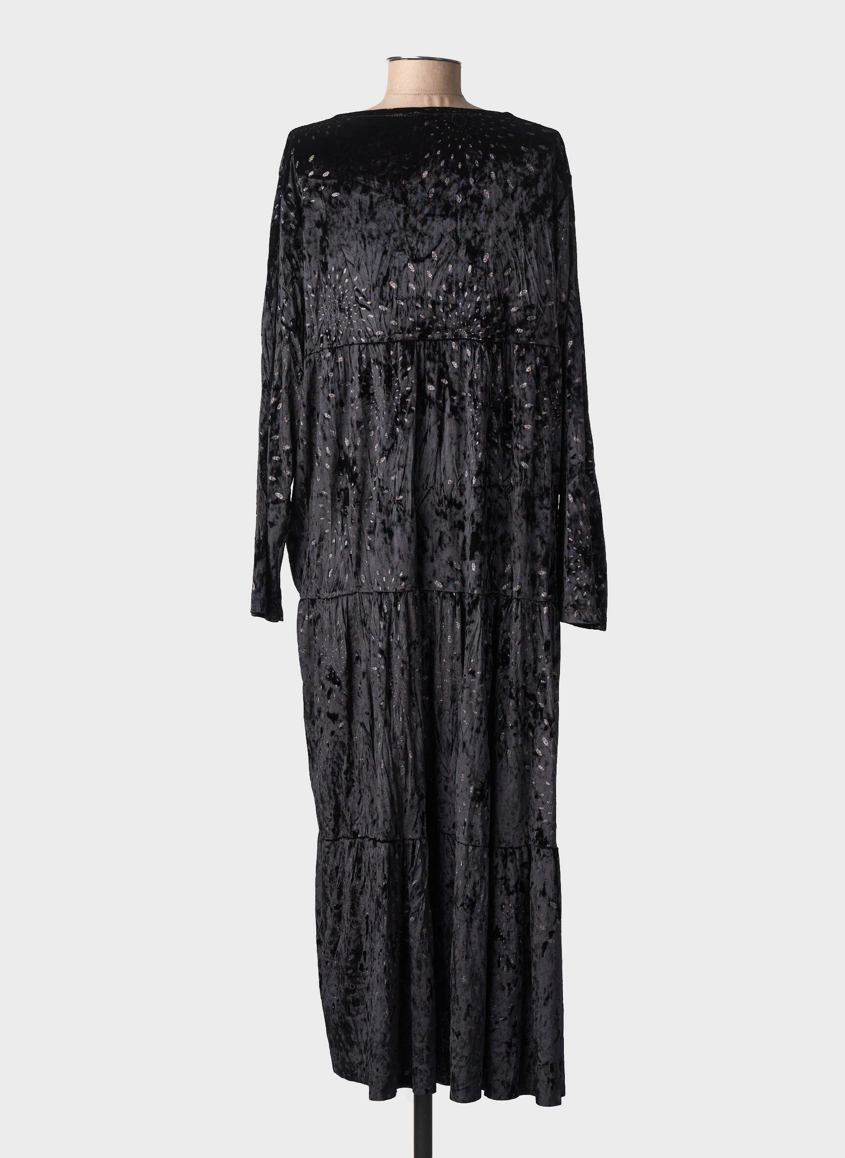 Rochie lungă mâneci lungi mâneci lungi negru PIMENT ROUGE femeie