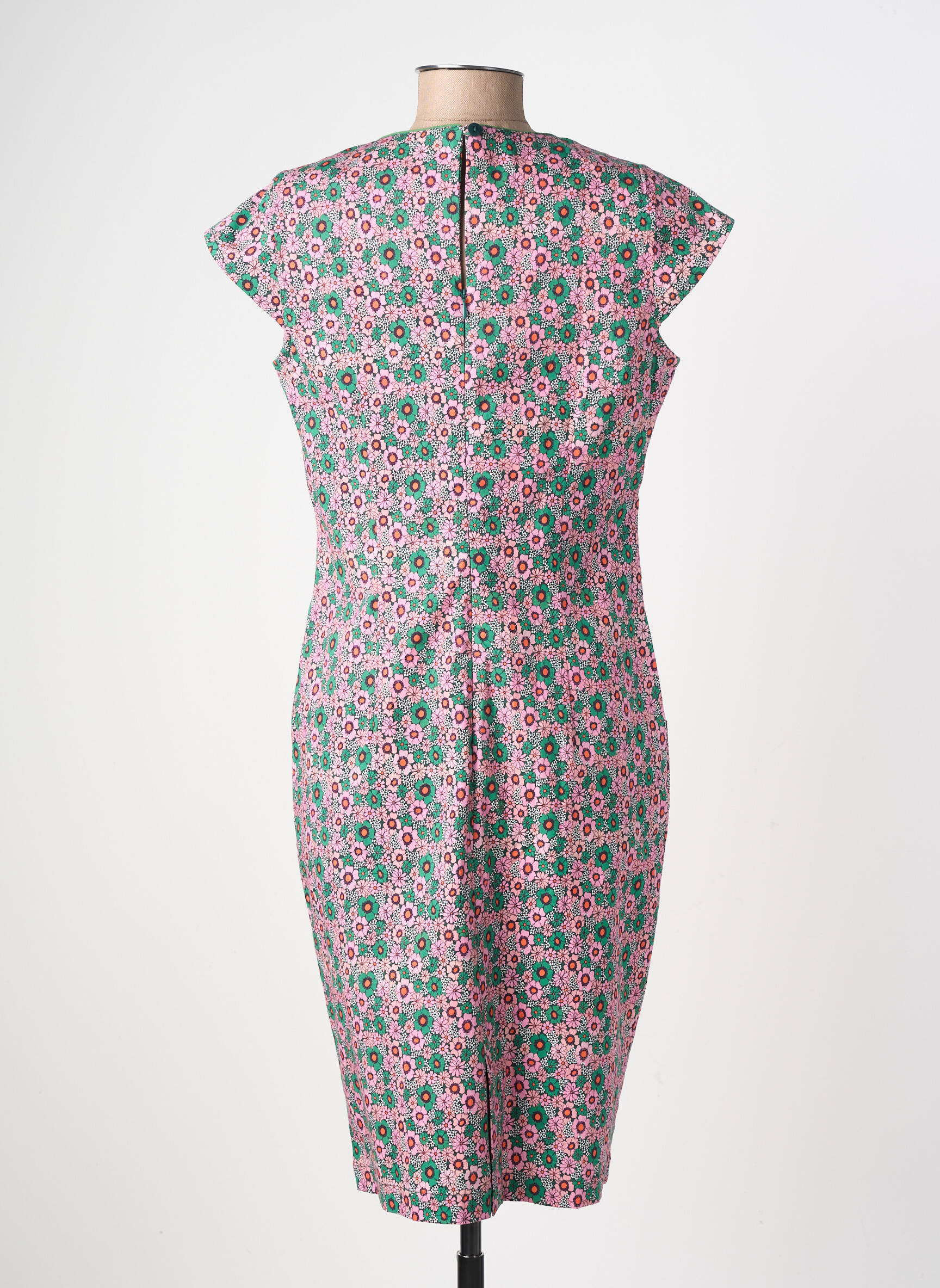 Rochie midi imprimeu floral mâneci scurte verde PRINCESSE NOMADE femeie
