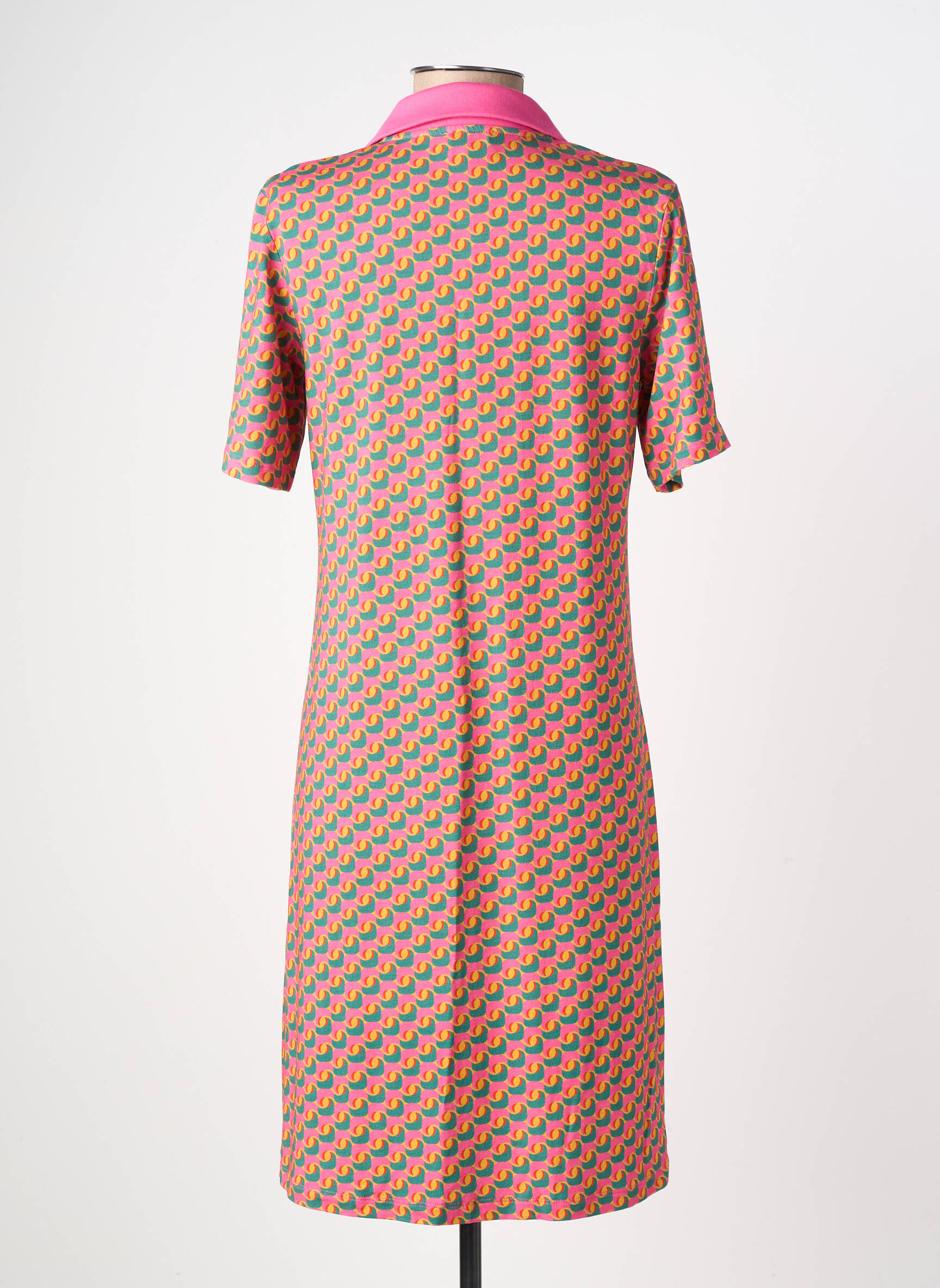 Rochie midi imprimeu fantezie mâneci scurte roz PRINCESSE NOMADE femeie
