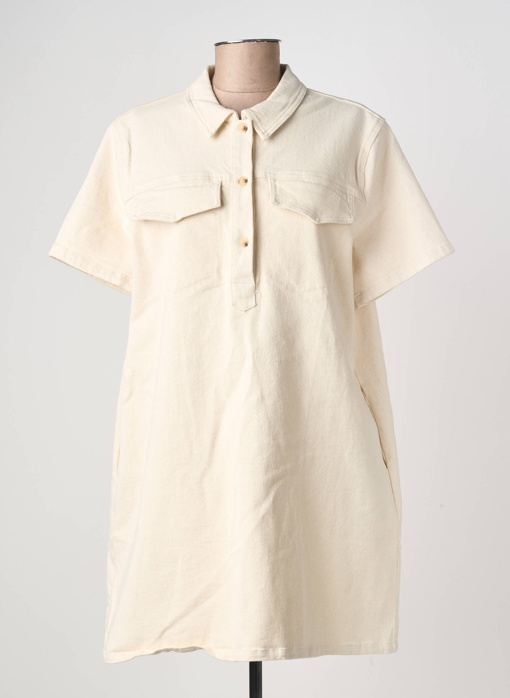 Rochie scurtă mâneci scurte mâneci scurte bej EMILIE.K femeie