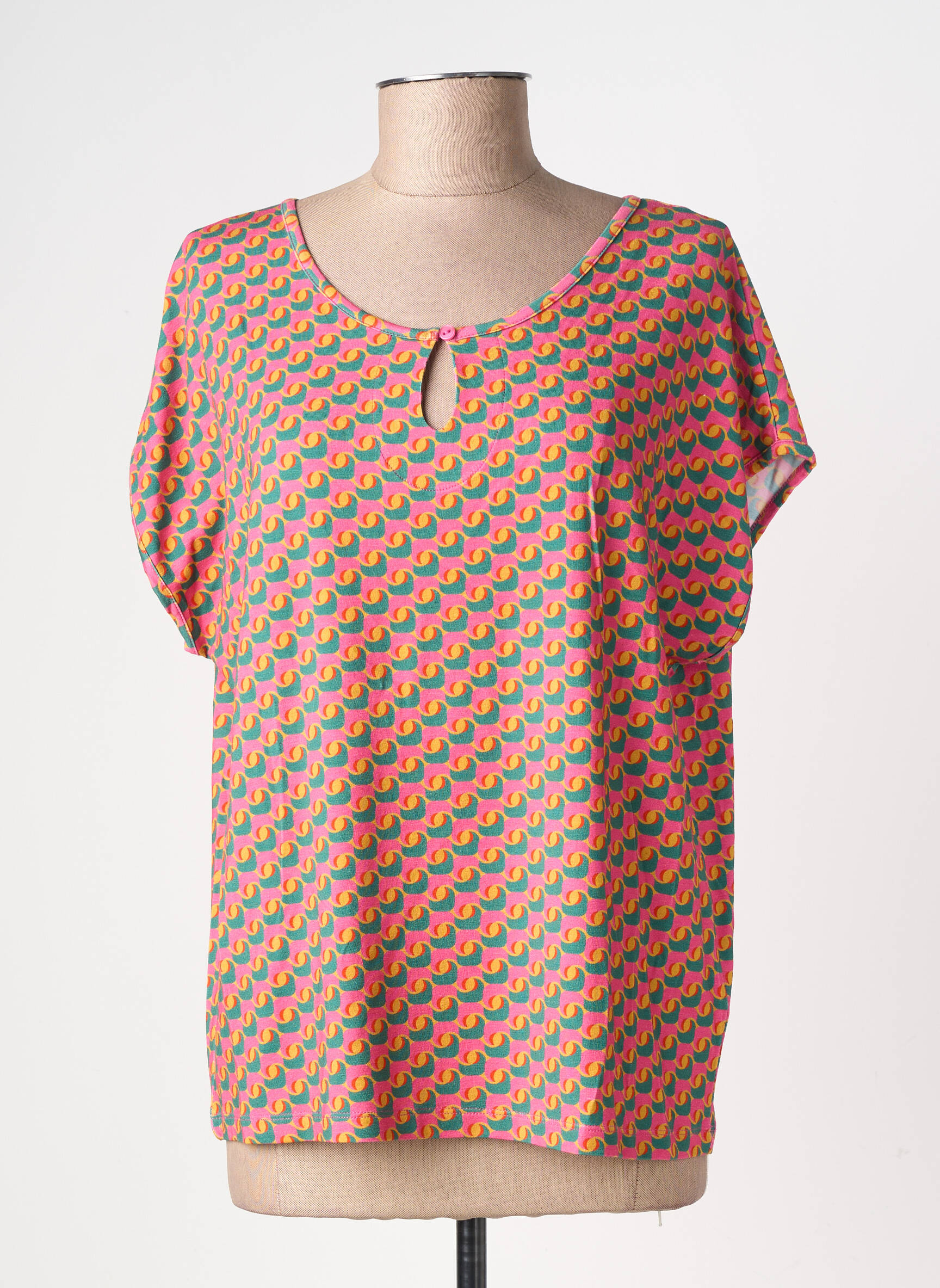 Tricou imprimeu fantezie mâneci scurte roz PRINCESSE NOMADE femeie
