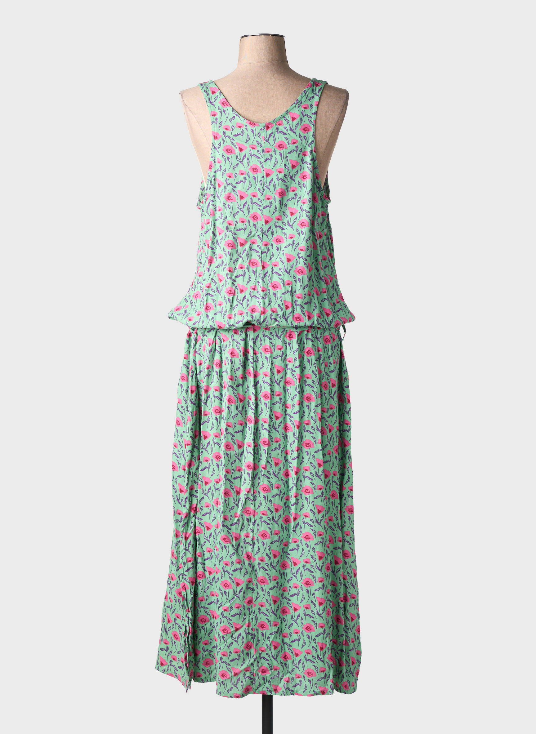 Rochie lungă imprimeu fantezie fără mâneci verde LINGAM femeie
