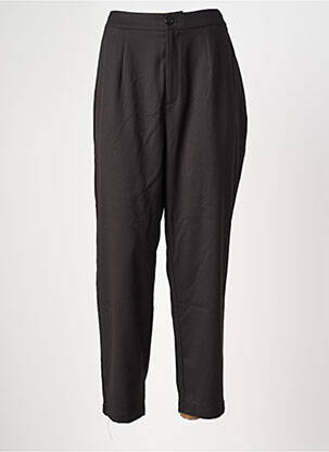 Pantalon chino țesătură poplin talie înaltă negru C'MELODIE femeie
