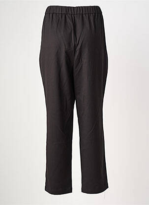 Pantalon chino țesătură poplin talie înaltă negru C'MELODIE femeie