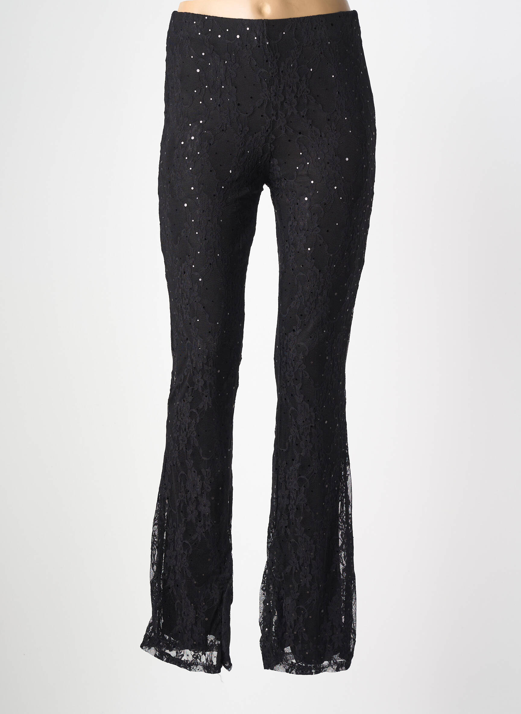 Pantalon slim talie elastică mărime normală negru LOVIKA femeie