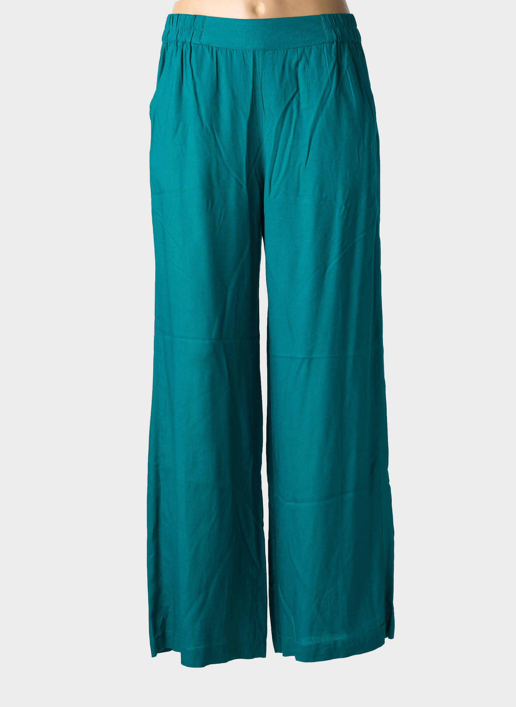 Pantalon larg țesătură poplin mărime normală verde PRINCESSE NOMADE femeie