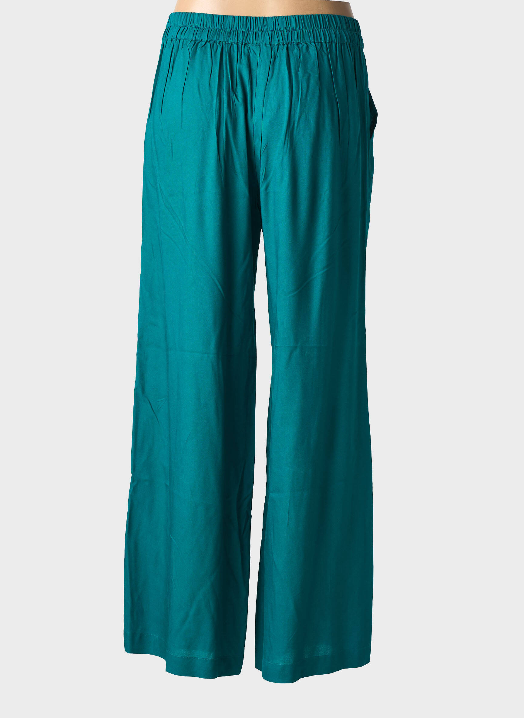 Pantalon larg țesătură poplin mărime normală verde PRINCESSE NOMADE femeie