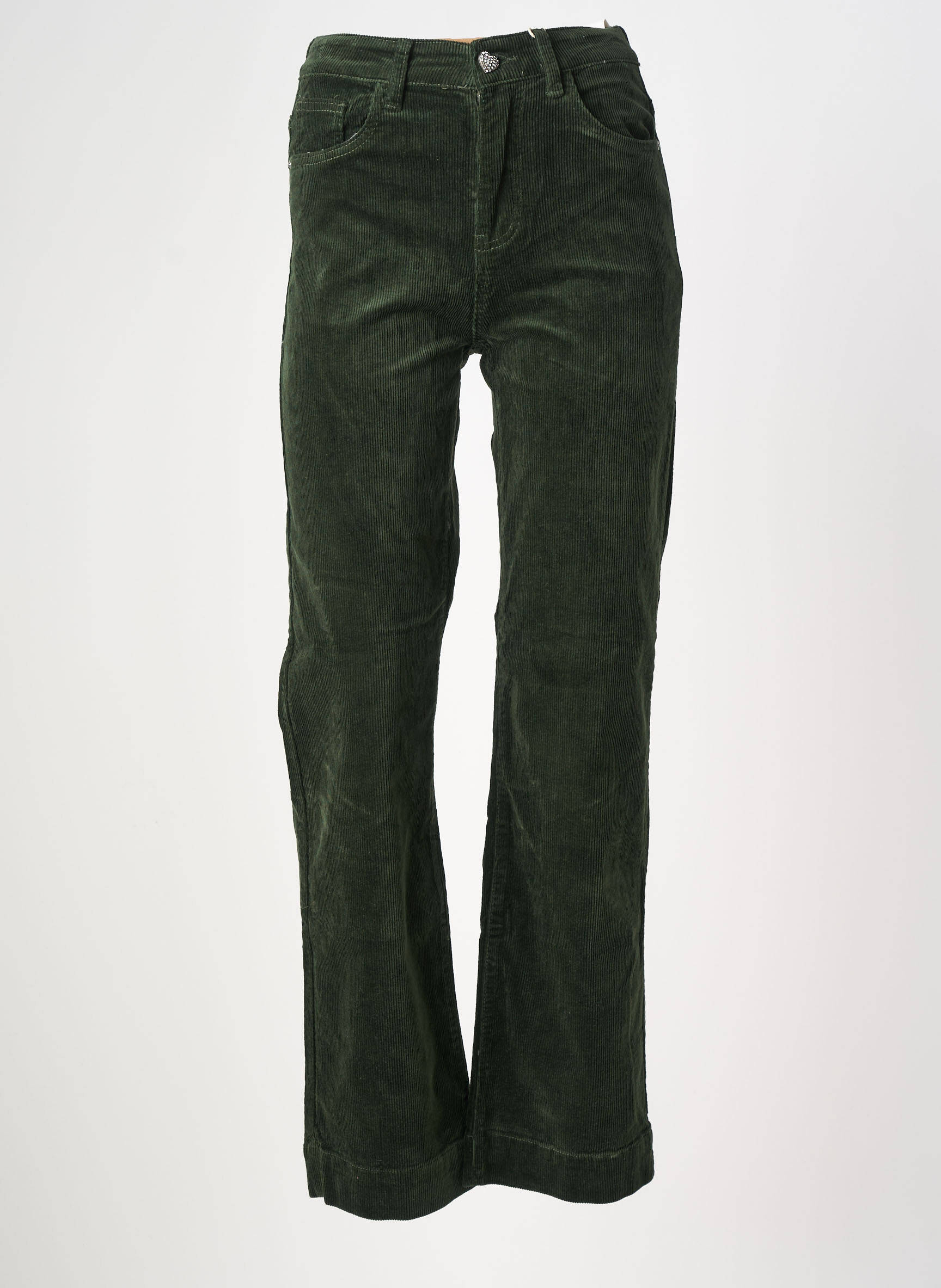 Pantalon drept elasticitate talie înaltă verde KAROSTAR femeie