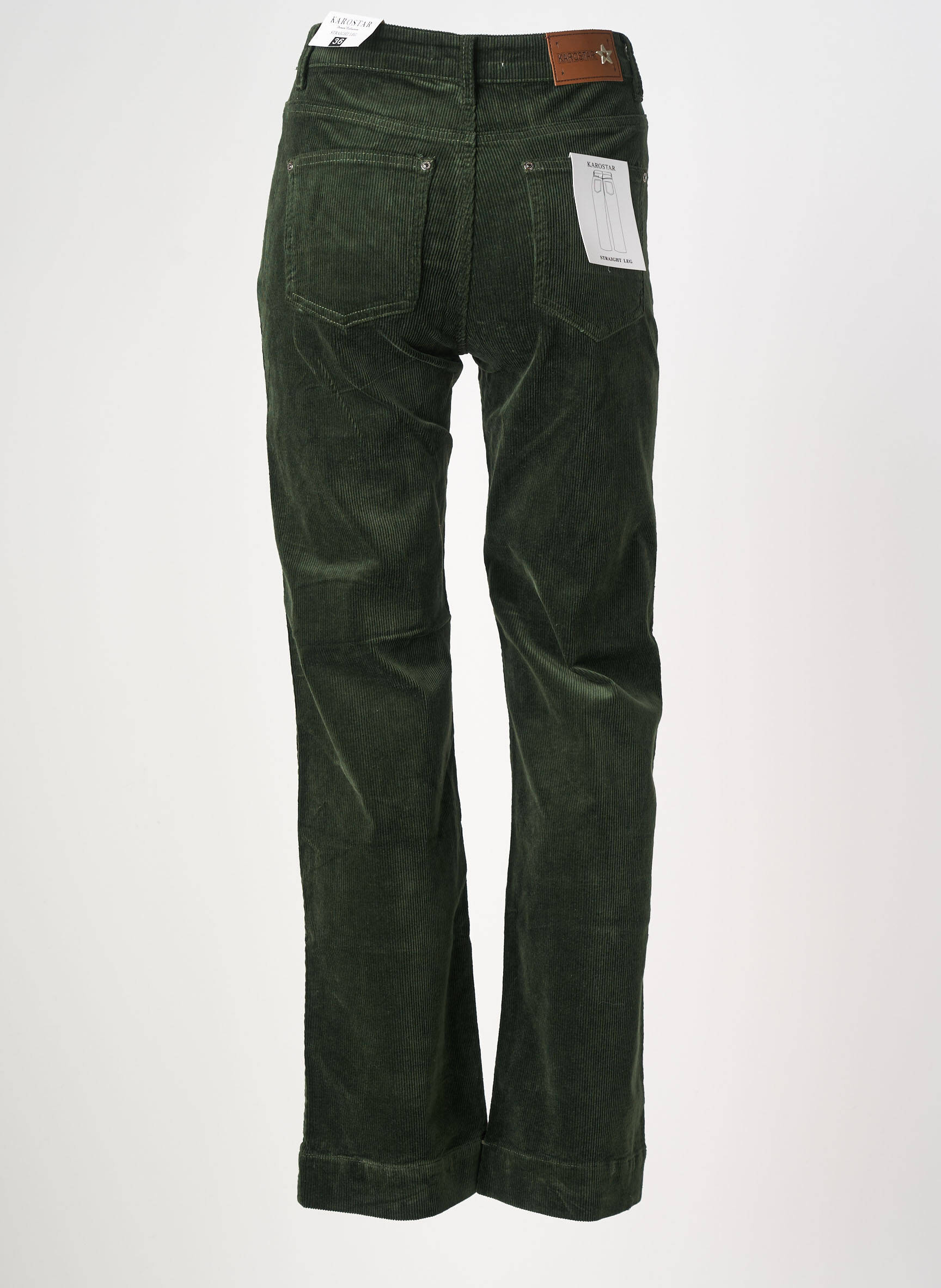 Pantalon drept elasticitate talie înaltă verde KAROSTAR femeie