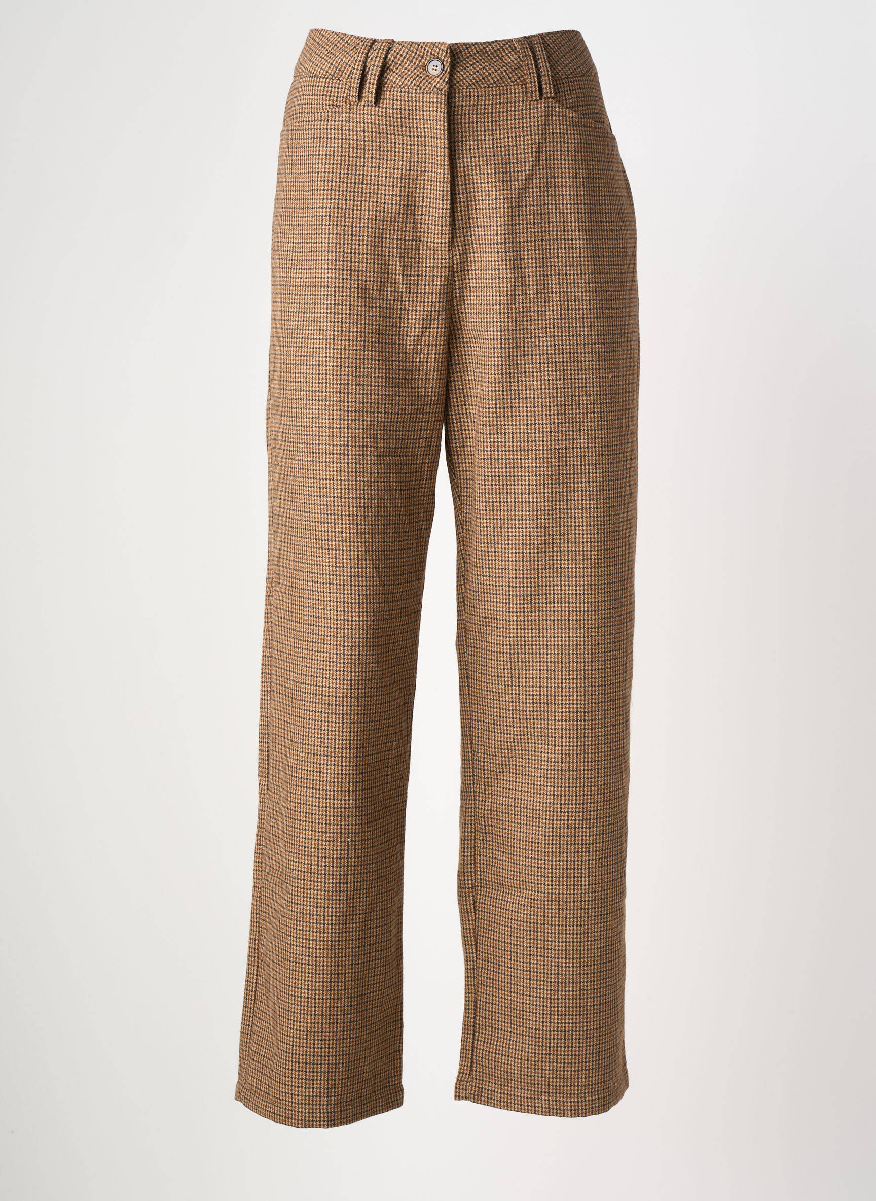 Pantalon drept talie înaltă talie înaltă maro CALIE femeie