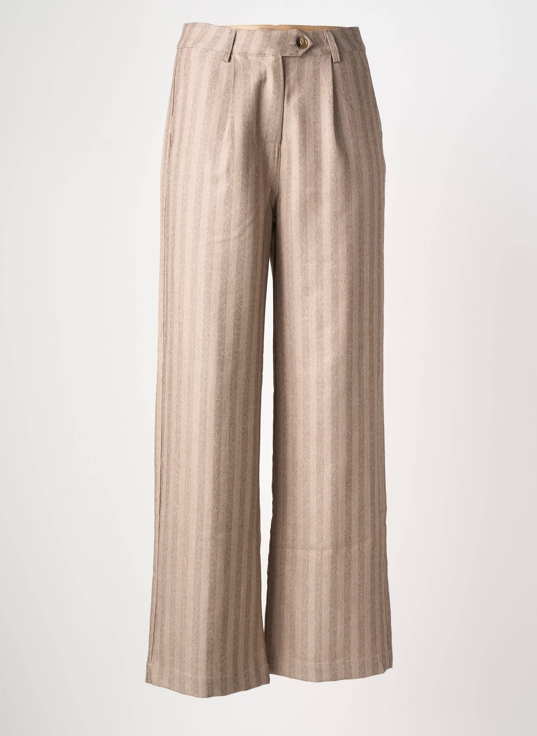 Pantalon evazat talie cu cleme talie înaltă maro CALIE femeie