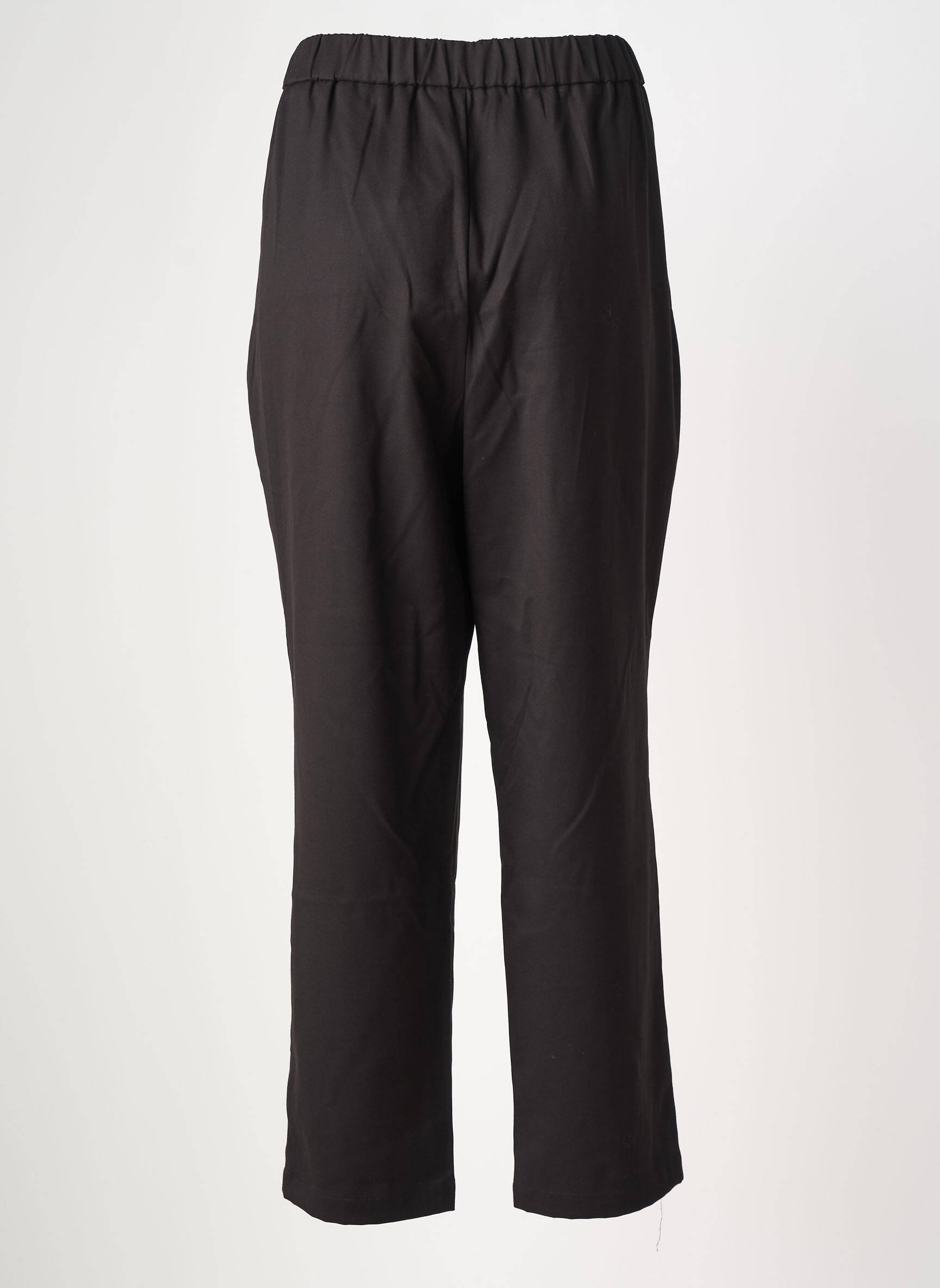 Pantalon chino țesătură poplin talie înaltă negru C'MELODIE femeie