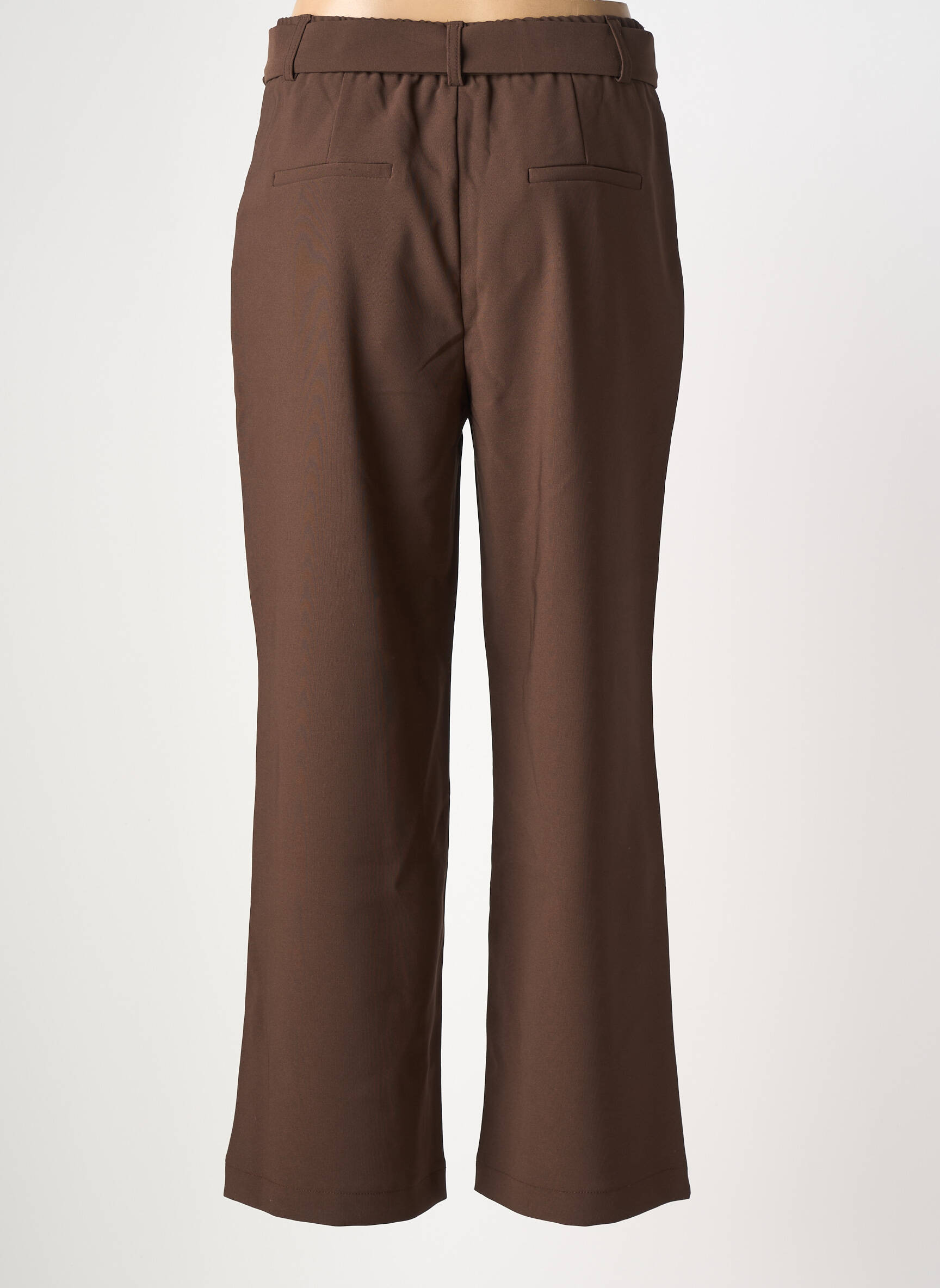 Pantalon drept țesătură poplin mărime normală maro BY ONE femeie