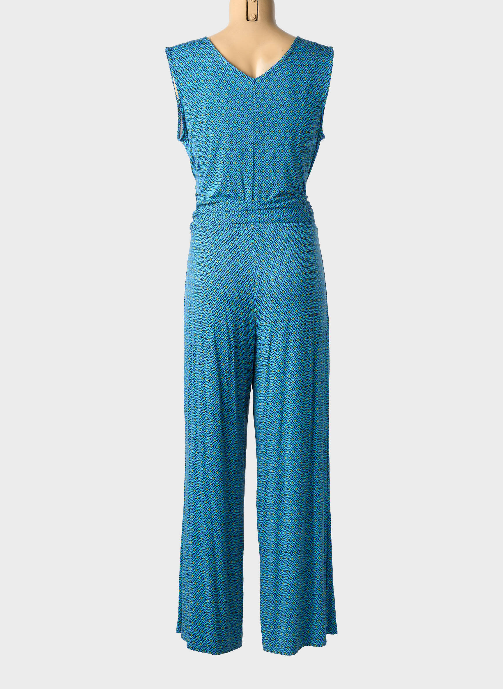 Salopetă-pantalon guler petrecut fără mâneci albastru LINGAM femeie