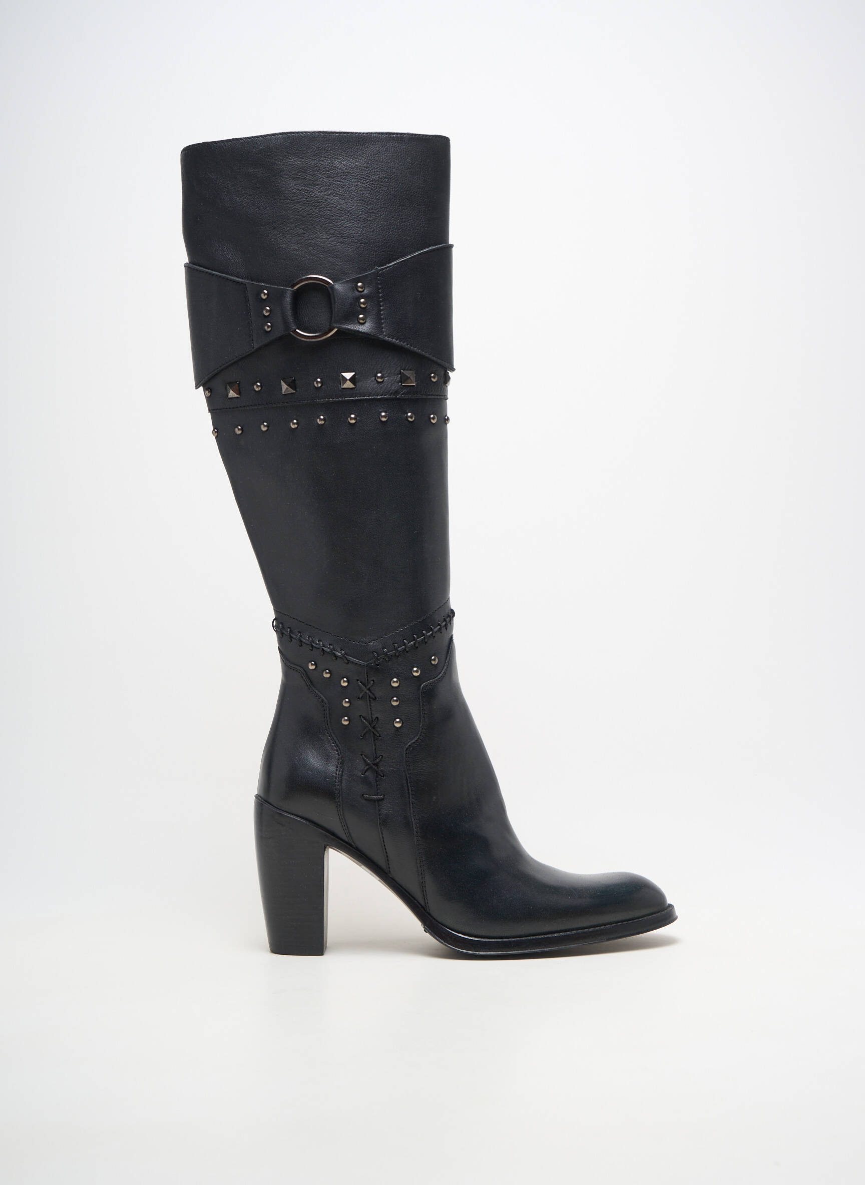 Cizme material neted toc de 7 la 9 cm negru ILARIO MORELLI femeie