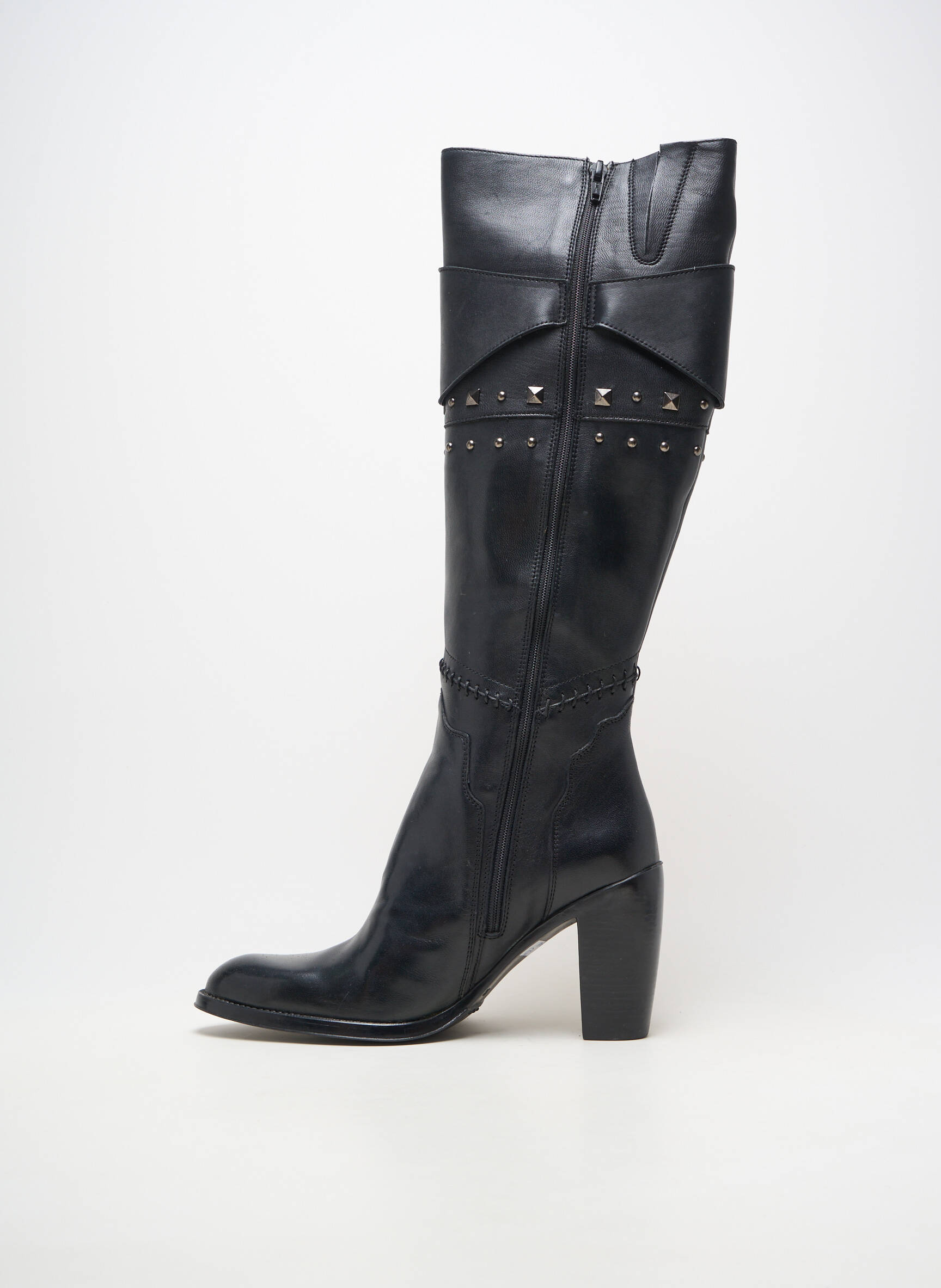 Cizme material neted toc de 7 la 9 cm negru ILARIO MORELLI femeie