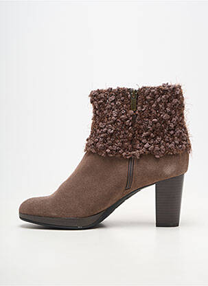 Botine/ghete material neted toc de 7 la 9 cm maro MADISON femeie
