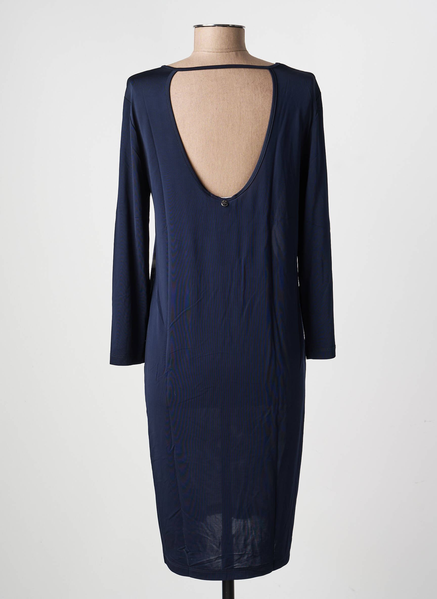 Rochie midi imprimeu fantezie mâneci lungi albastru NATHALIE CHAIZE femeie