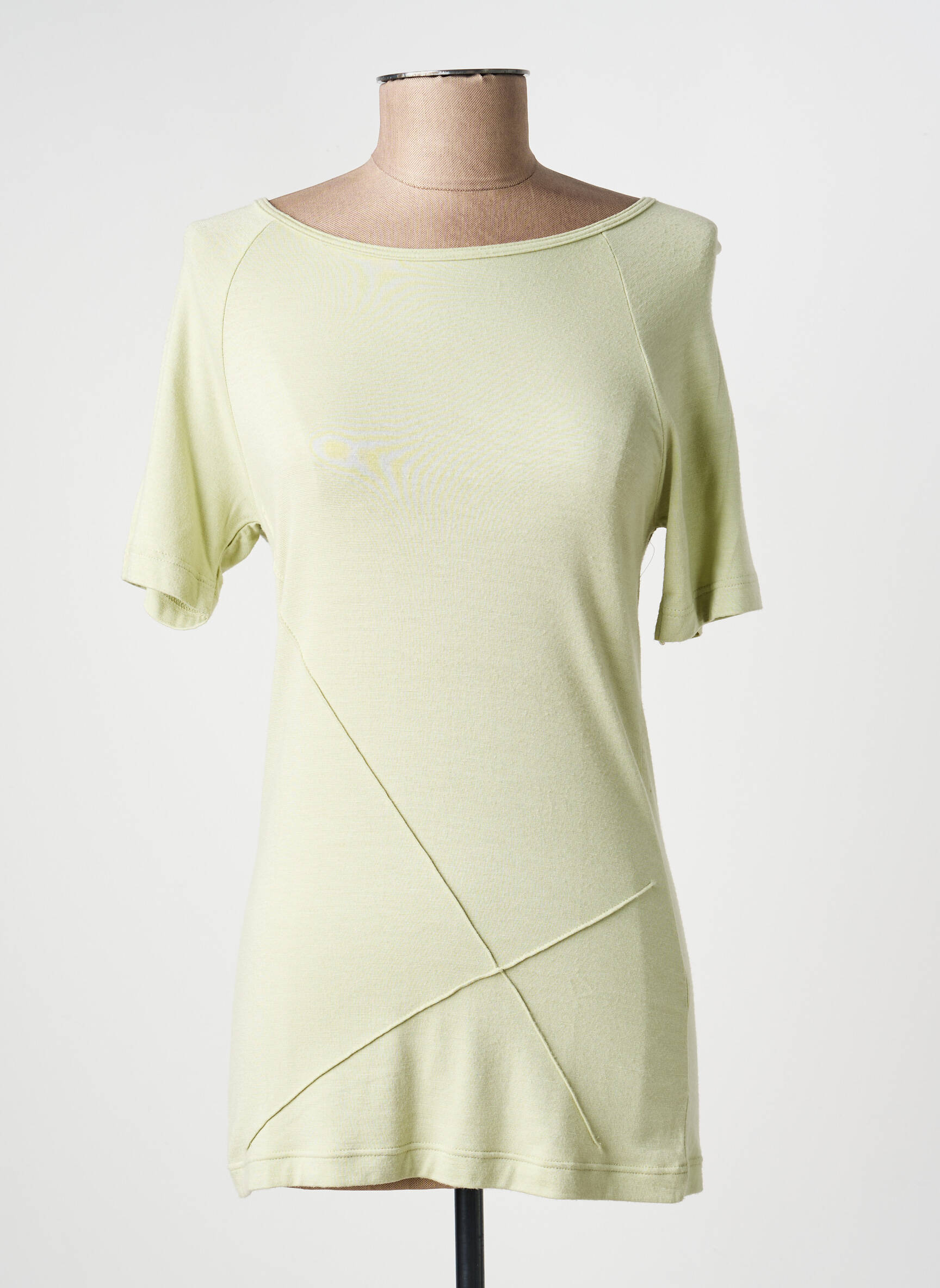 Tricou elasticitate mâneci scurte verde MAILLE EN PLUS femeie
