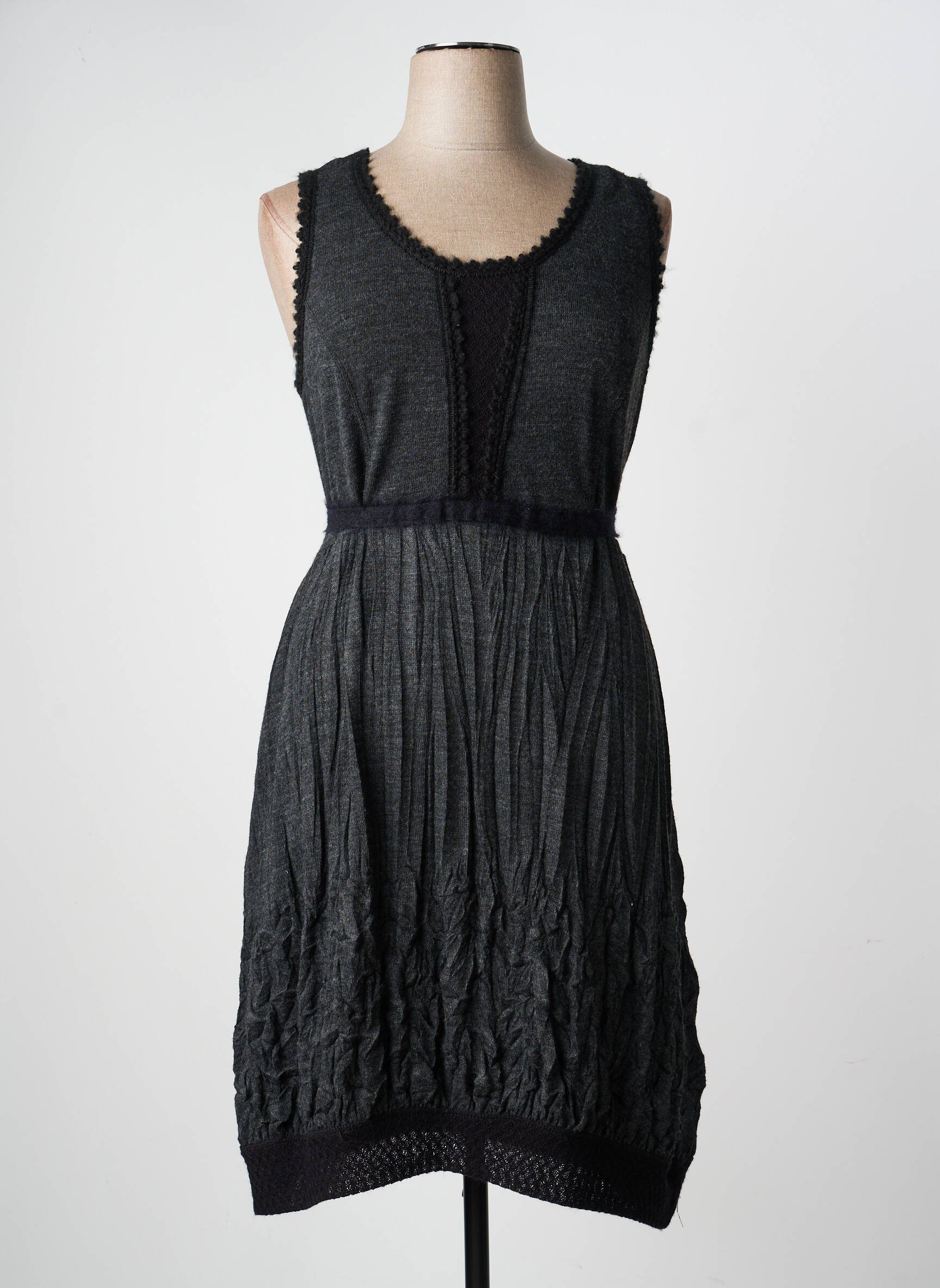 Rochie midi fără mâneci fără mâneci gri 3322 femeie