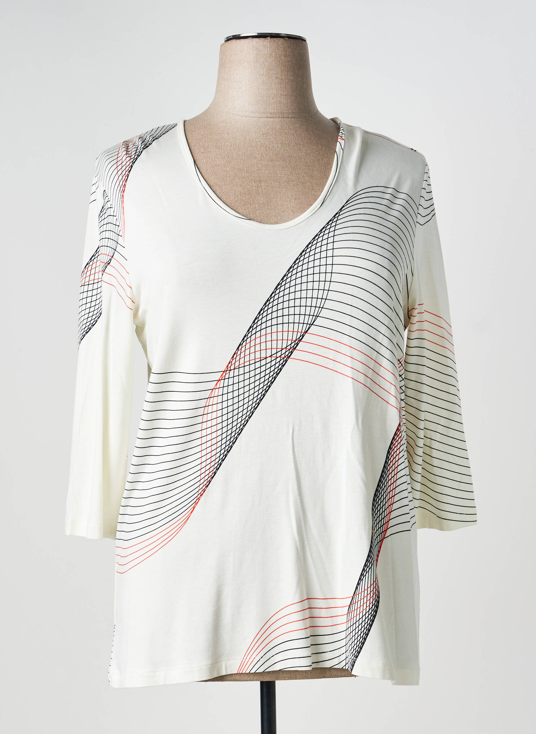 Tricou mâneci 3/4 mâneci 3/4 bej NATHALIE CHAIZE femeie