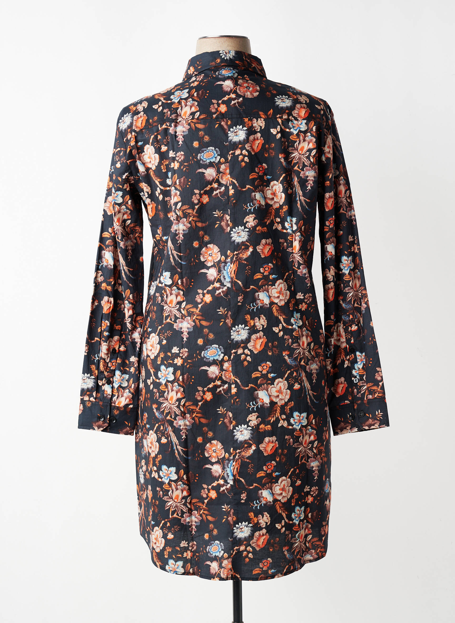 Rochie midi imprimeu floral mâneci lungi negru NUMEROLOGIE femeie