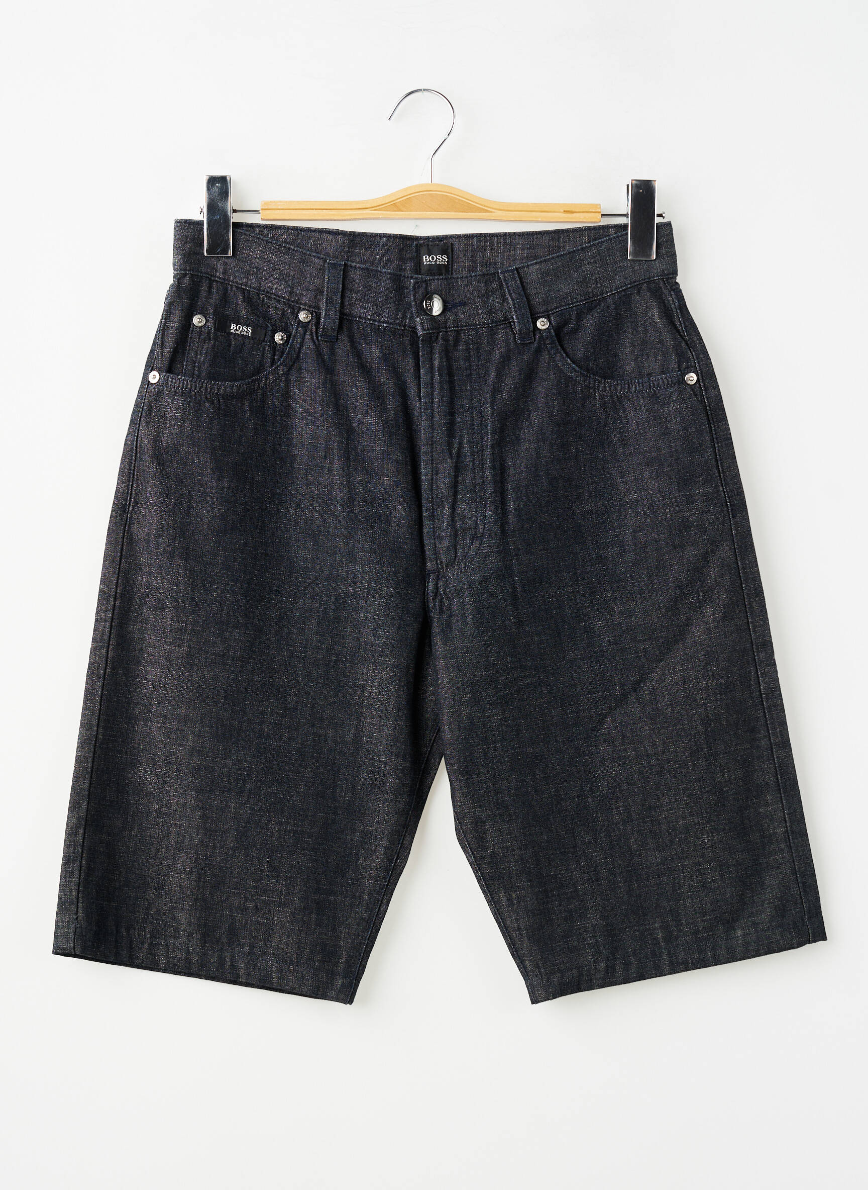 Bermudă țesătură denim talie înaltă negru HUGO BOSS bărbat