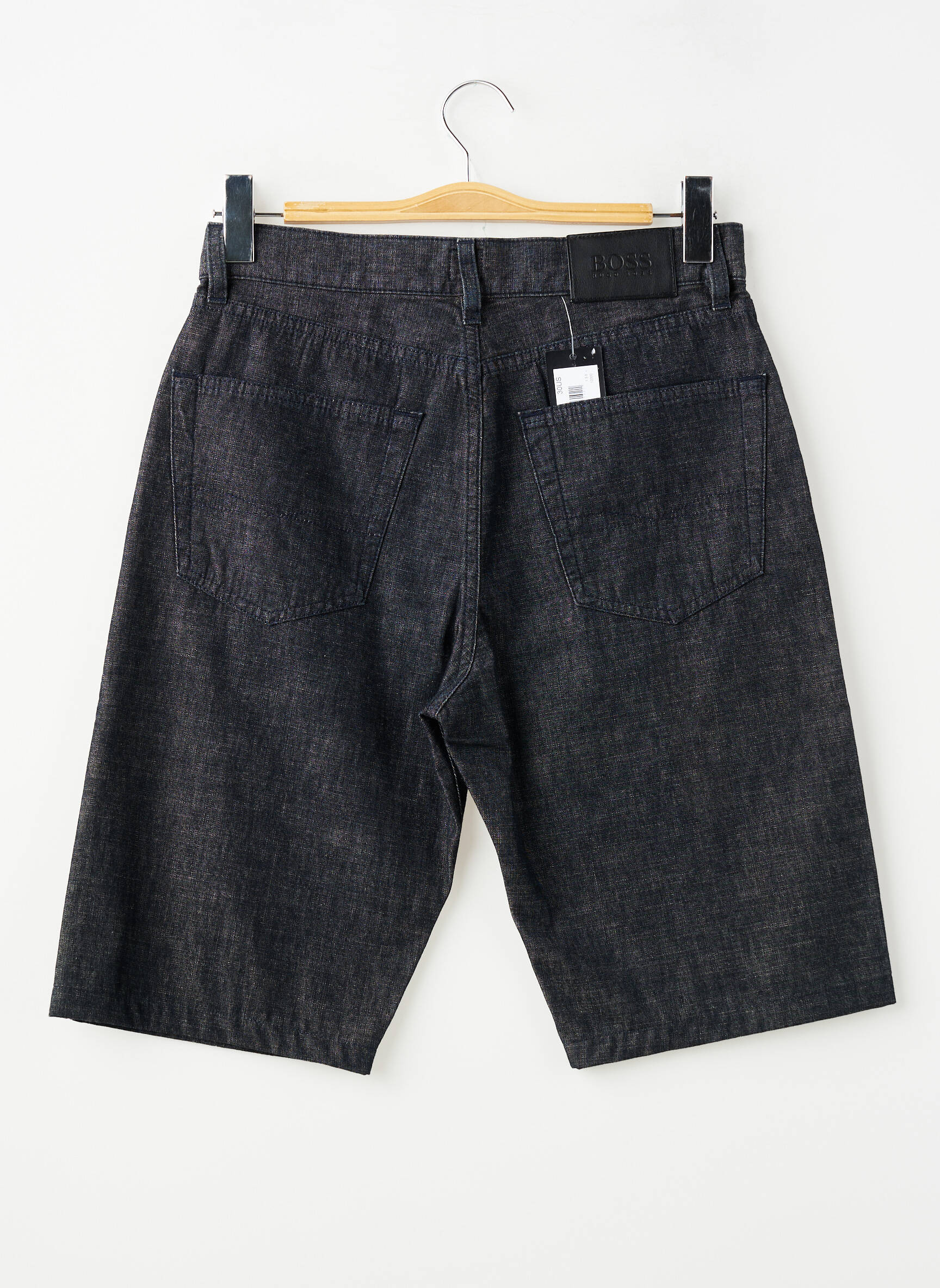 Bermudă țesătură denim talie înaltă negru HUGO BOSS bărbat