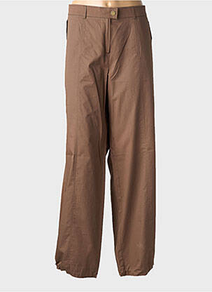 Pantalon drept țesătură poplin mărime normală maro FRANK WALDER femeie