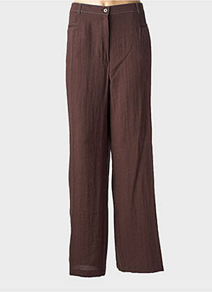 Pantalon drept țesătură crep mărime normală maro CHRISTINE LAURE femeie