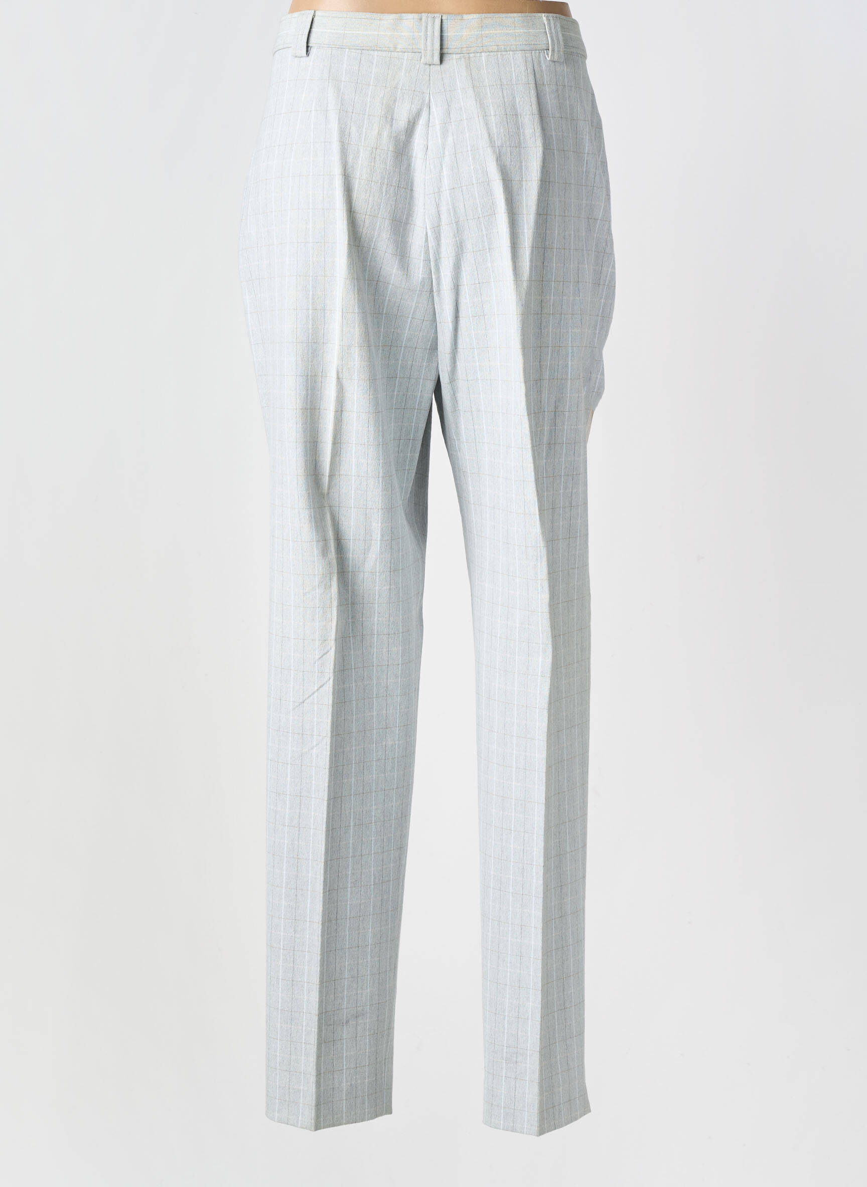 Pantalon drept țesătură crep talie înaltă gri BRUNO SAINT HILAIRE femeie